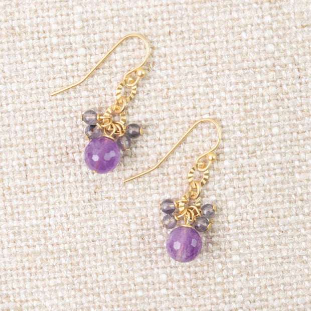 Folklore Tanzanite, Amethyst Cluster Earrings
