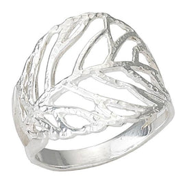 Sterling Silver Open Leaf Ring - Size 10