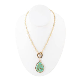Abby Turquoise and Bronze Pendant Necklace