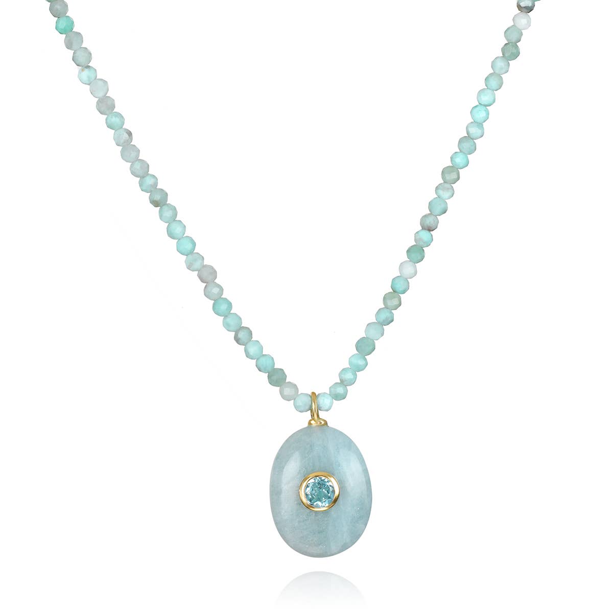 Triple Gemstone Beaded Choker-Aquamarine & Larimar
