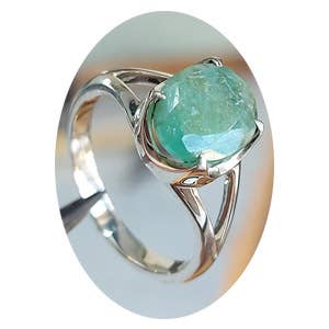 Gem Sterling Ring - Emerald Ethically Sourced