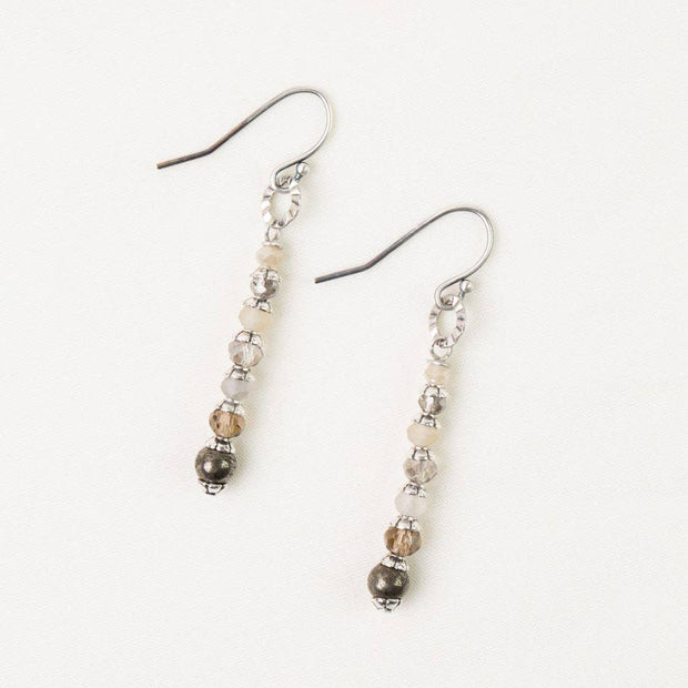 Windsor Castle Antique Silver Finding, Pyrite, Crystal Simple Earrings