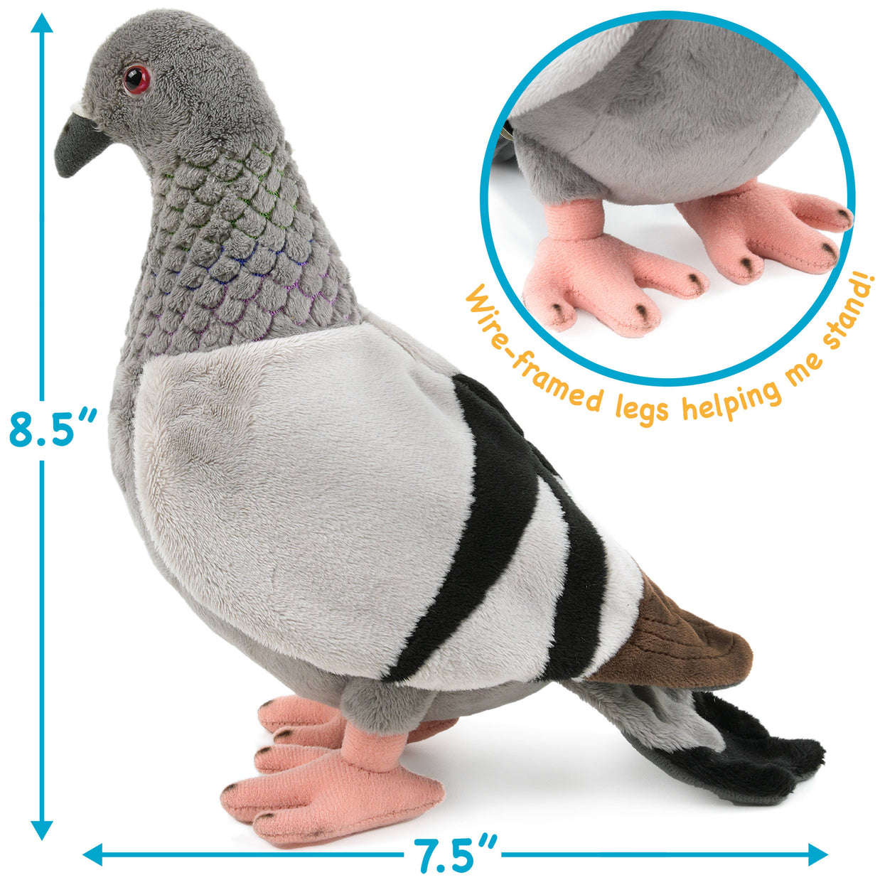 Pepper The Pigeon | 8.5 Inch Stuffed Animal Plush Bird