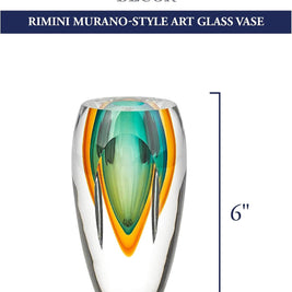 Rimini Murano Style Art Glass Amber & Green 6