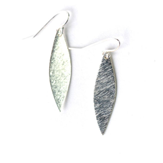 Brushed Silver Marquis Statement Earrings