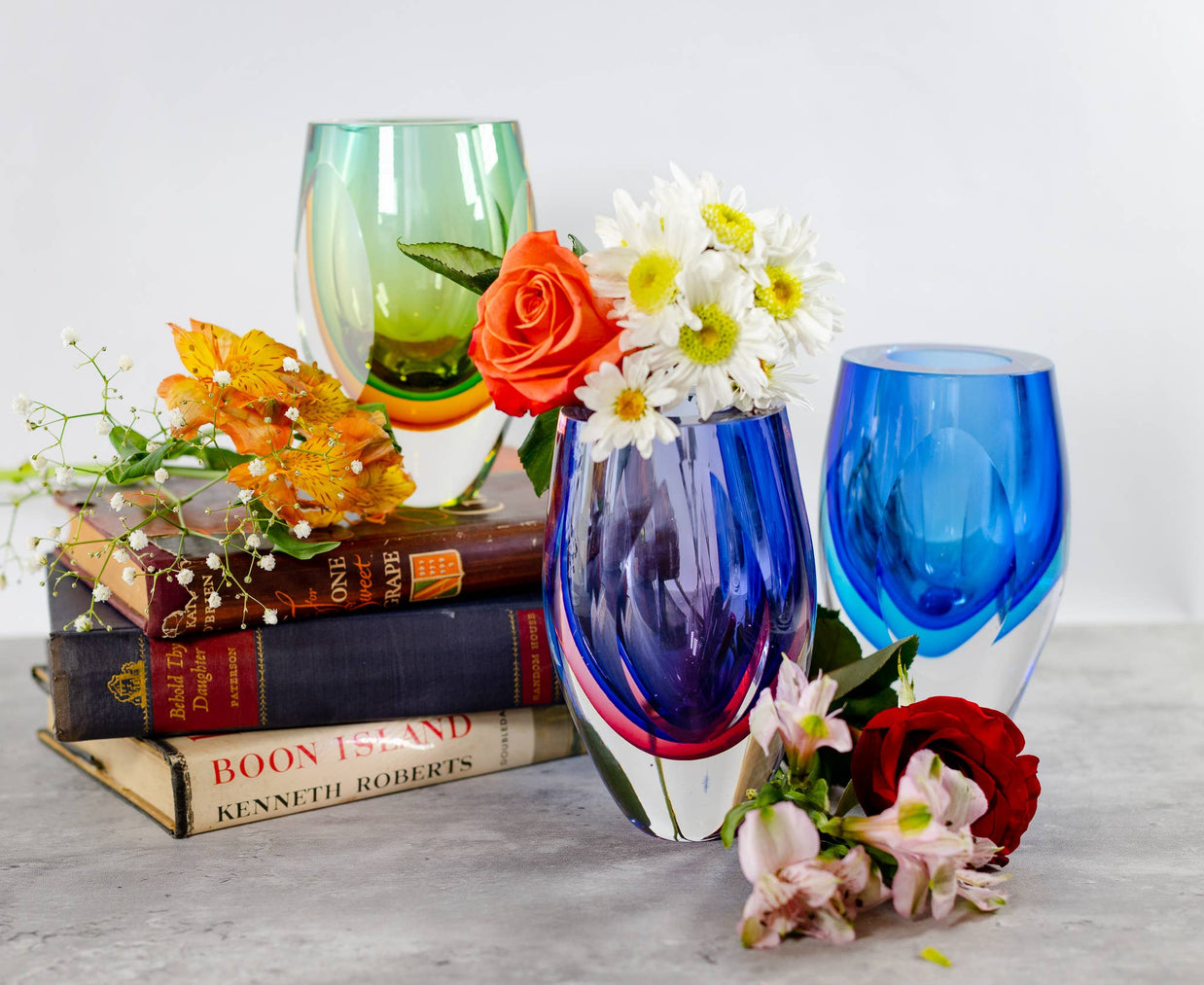 Azure Murano Style Art Glass 6'' Vase