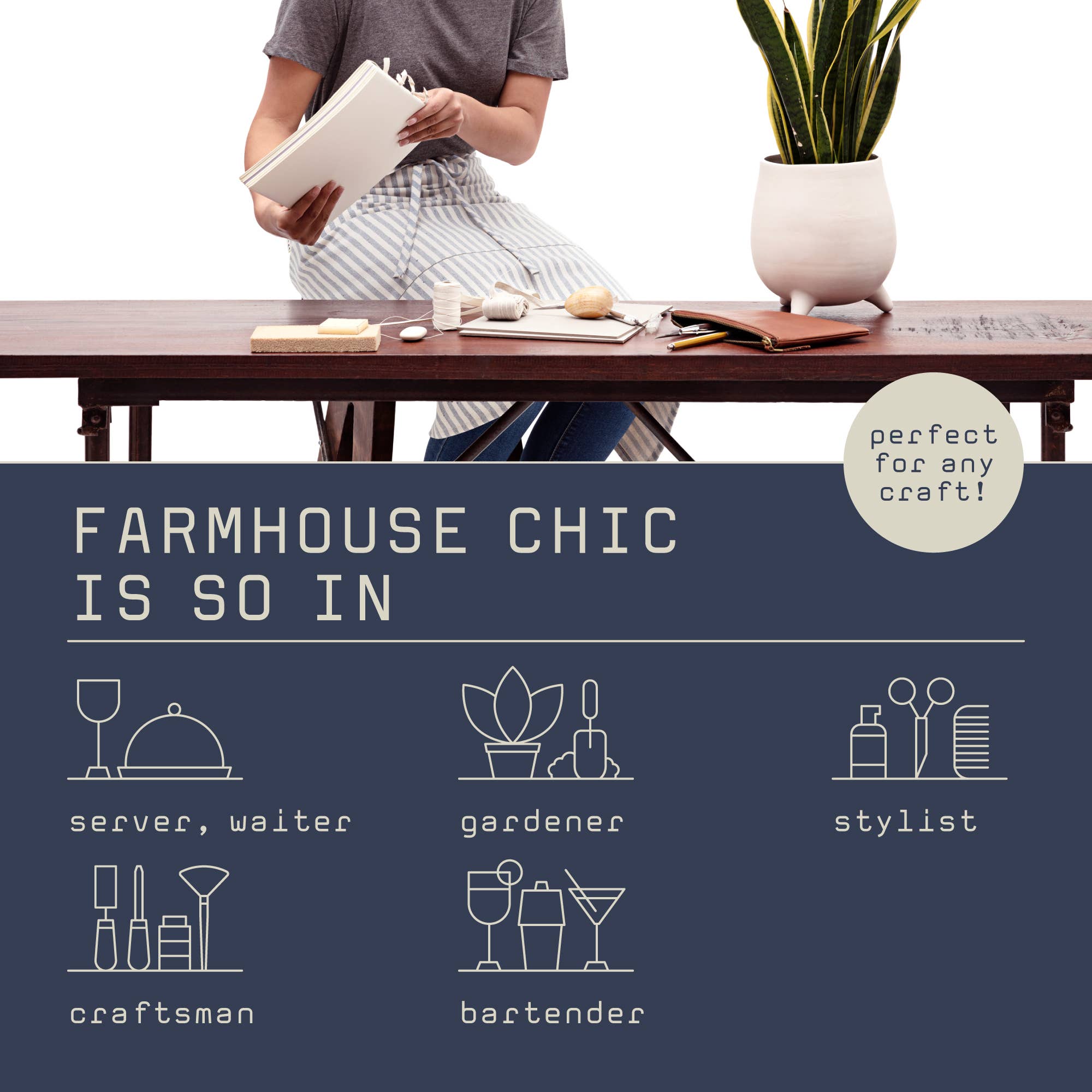 Striped Cotton Bistro Apron