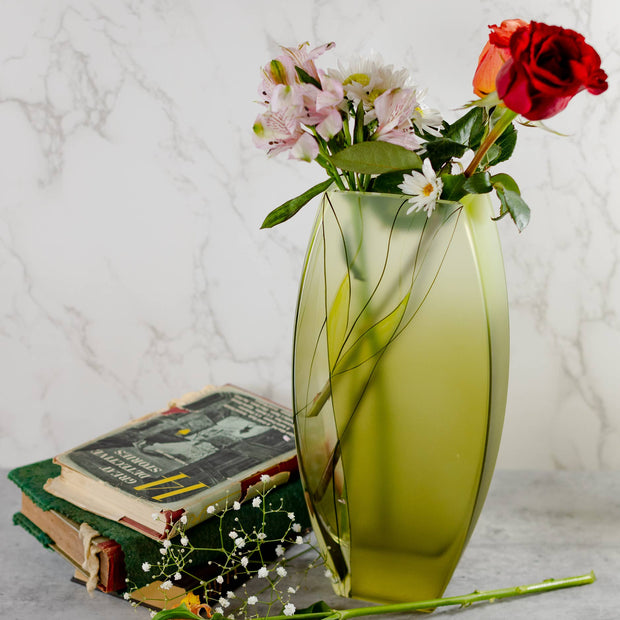 Evergreen 12.5" Decorated Glass Vase