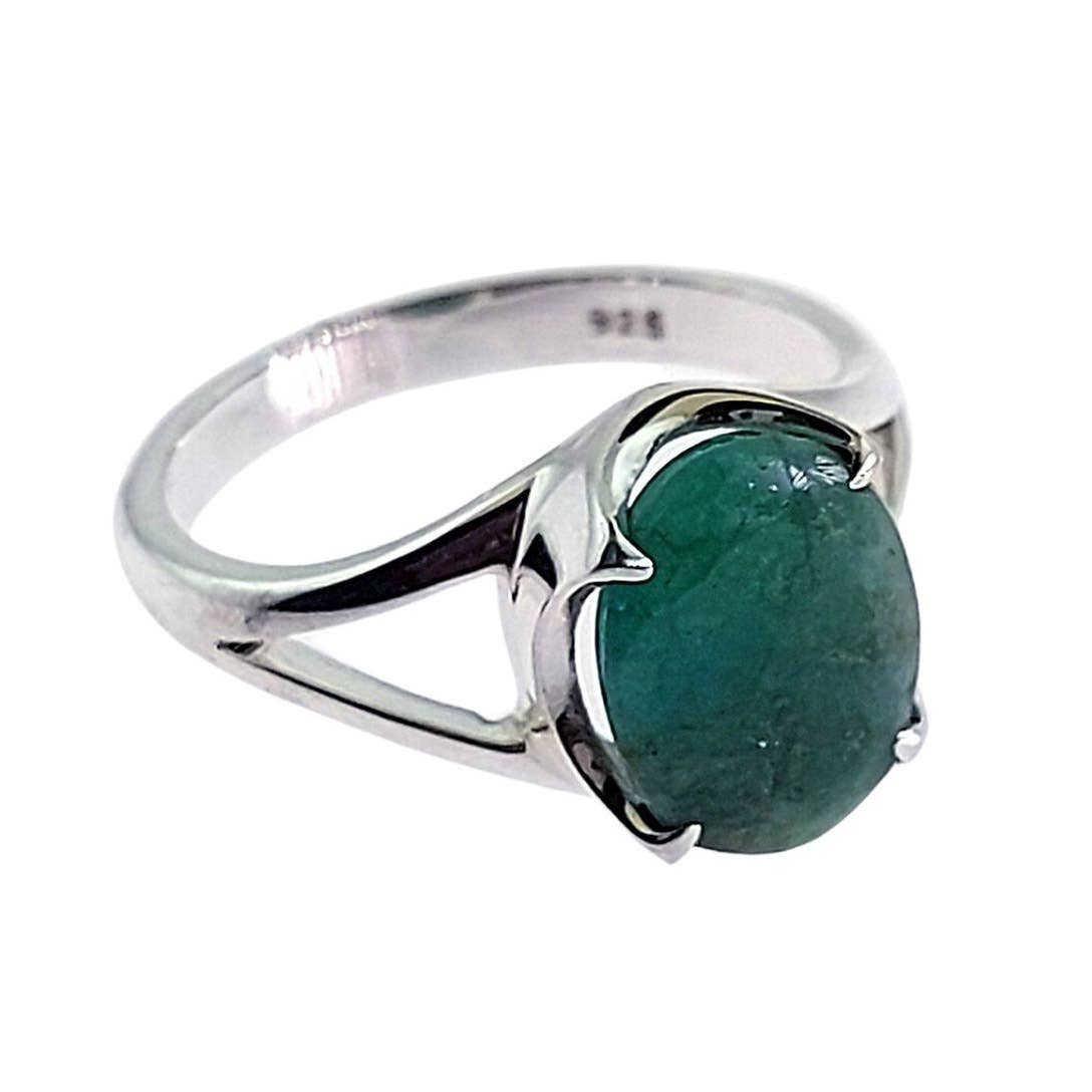 Gem Sterling Ring - Emerald Ethically Sourced