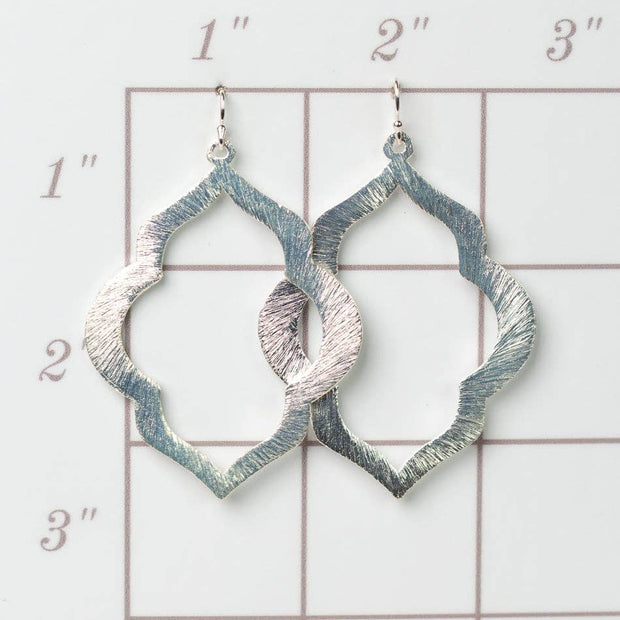 Brushed Silver Oblong Statement Earrings