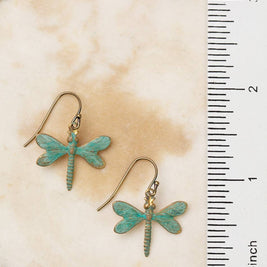 Rustic Creek Antique Brass Patina Dragonfly Simple Earrings