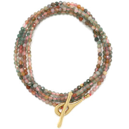 Luxury Faceted India Agate Stone Long Necklace