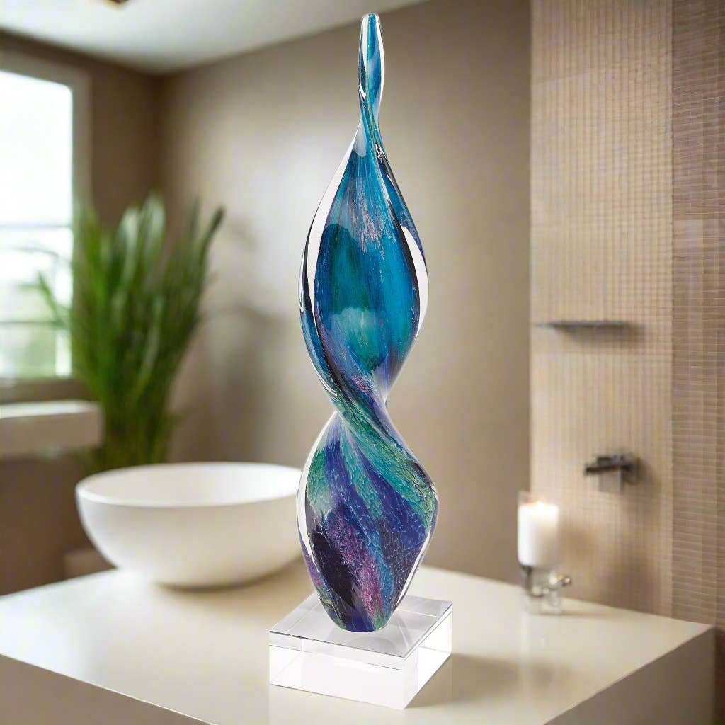 Murano Style Art Glass Firestorm Corkscrew 18