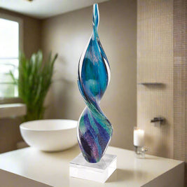 Murano Style Art Glass Firestorm Corkscrew 18