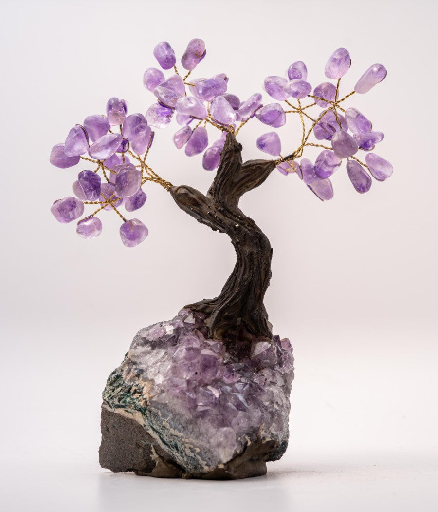 Medium Bonsai Gem Trees on amethyst - Assorted gemstones