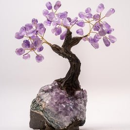 Medium Bonsai Gem Trees on amethyst - Assorted gemstones