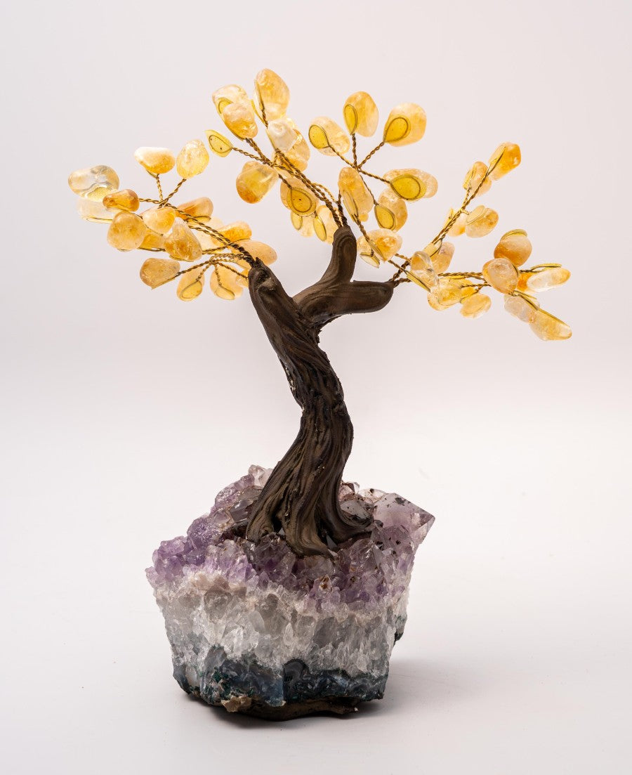 Medium Bonsai Gem Trees on amethyst - Assorted gemstones