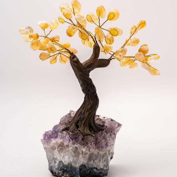 Medium Bonsai Gem Trees on amethyst - Assorted gemstones