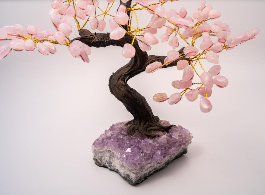 Large Bonsai Gem Tree on Amethyst Cluster Base